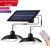 Outdoor/Indoor Solar LED Chandelier with Retro Bulb, Remote Control Street Lamp (Single/Double Head)