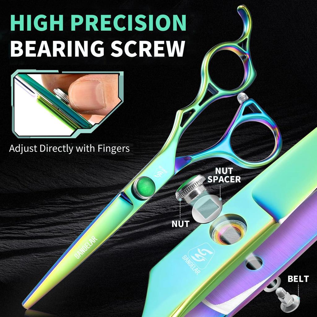 SANGELAR 6-дюймовые зеленые ножницы с полой ручкой для волос, профессиональные парикмахерские ножницы, красивый модный дизайн, настоятельно рекомендую