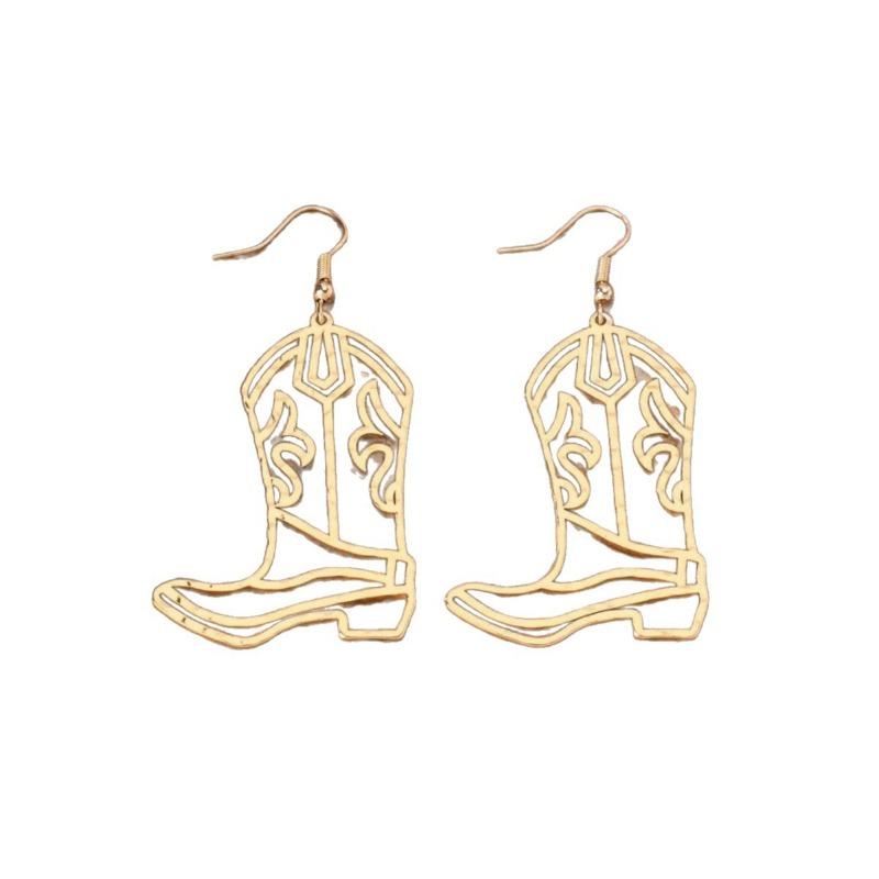 Vintage Creative Hollow Cowboy Boot Pendant Earrings Fashion Jewelry For Women