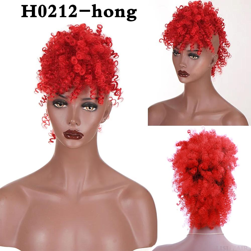 MISS WIG Синтетический вьющийся парик ирокез с заколкой для наращивания волос, пышный хвост с челкой, мягкий вьющийся парик ирокез