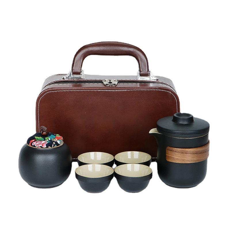 Travel Kung Fu Tea Set Small Set Portable Kuaike Cup One Pot Four Cups Outdoor Tea Pot Tea Cup Gifts