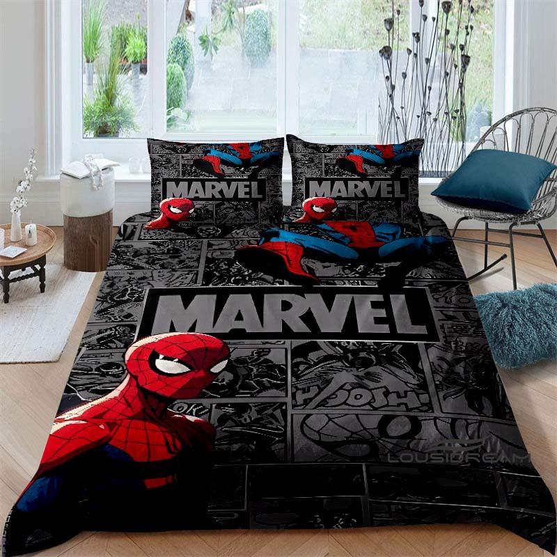 Cartoon pattern duvet cover and pillowcase bedding set, bedroom decoration for boys and girls, Spider-Man themed gift for childr