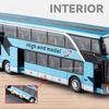 1:30 Business Bus Model Car Toys Alloy Diecast Long Distance Buses Pull Back Doors Opened Sound Light Ornament Cars Kids Gifts