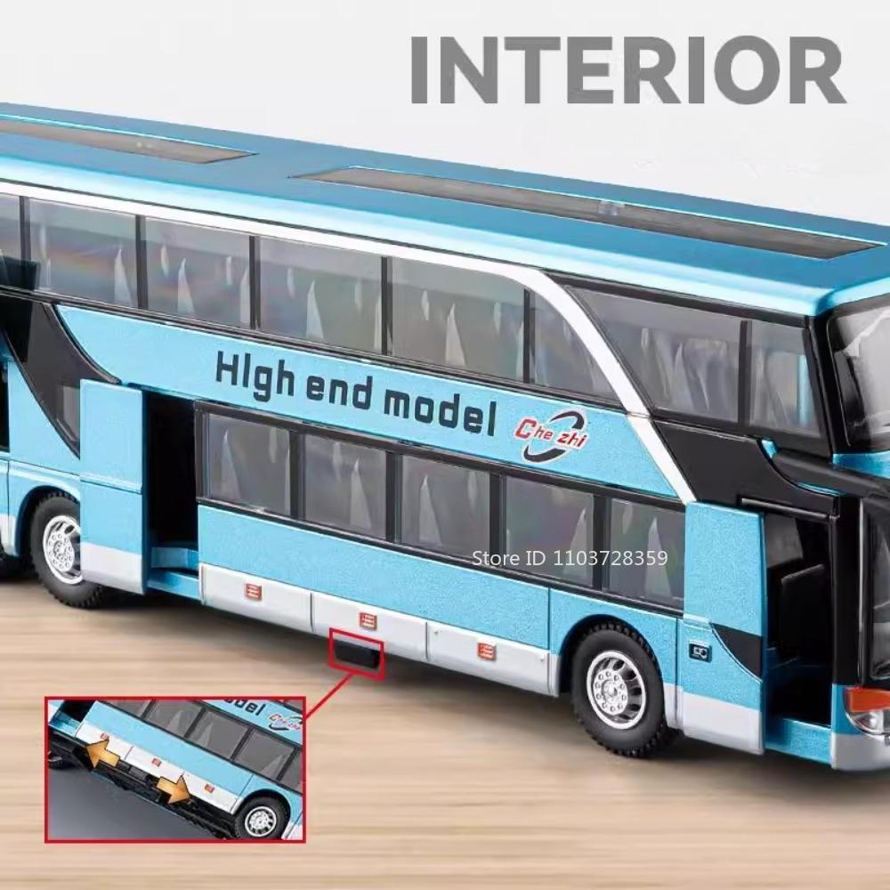 1:30 Business Bus Model Car Toys Alloy Diecast Long Distance Buses Pull Back Doors Opened Sound Light Ornament Cars Kids Gifts