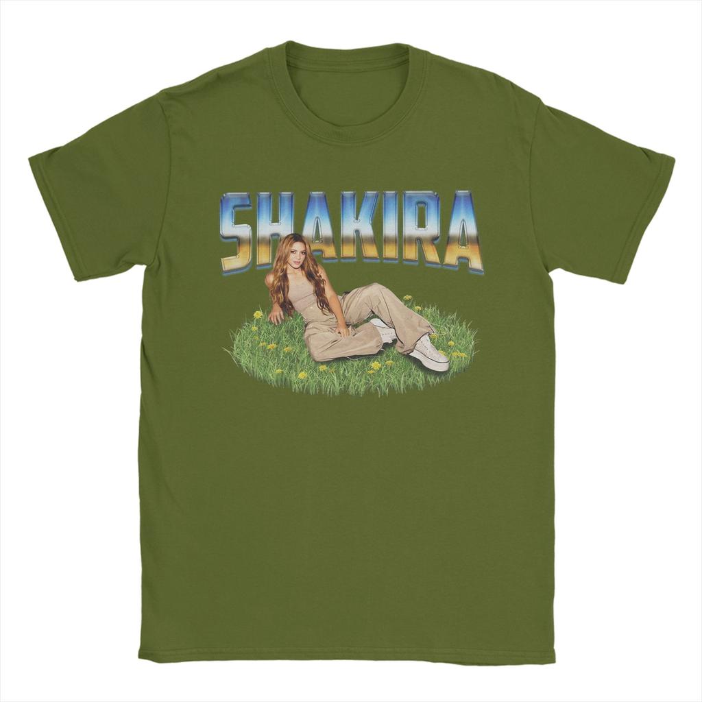 Vintage Singer Shakira TShirts for Unisex Round Collar Pure Cotton T Shirts Short Sleeve Tees Big Size Clothes