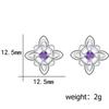 925 Silver Original Witches Knot Stud Earrings for Women Purple 5A Zircon Protection Amulet Earring Nudo De Bruja Jewelry