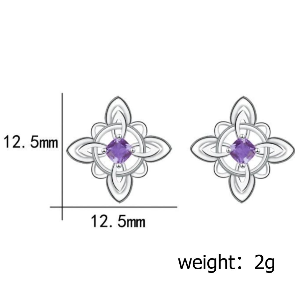 925 Silver Original Witches Knot Stud Earrings for Women Purple 5A Zircon Protection Amulet Earring Nudo De Bruja Jewelry