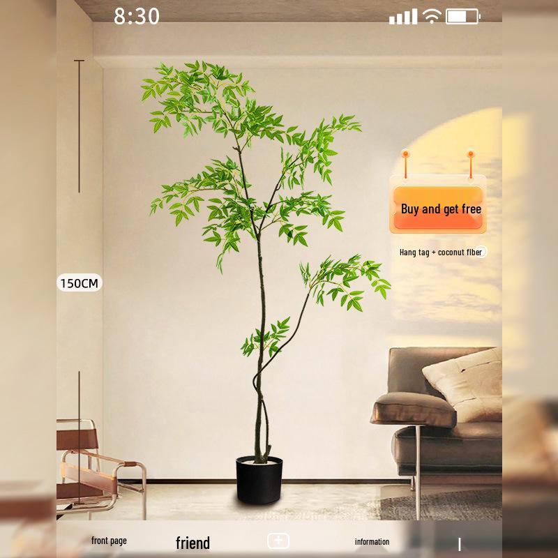 Нандина Роскошное Искусственное Дерево - Напольное Украшение для Помещений и Бионическое Зеленое Растение в Горшке