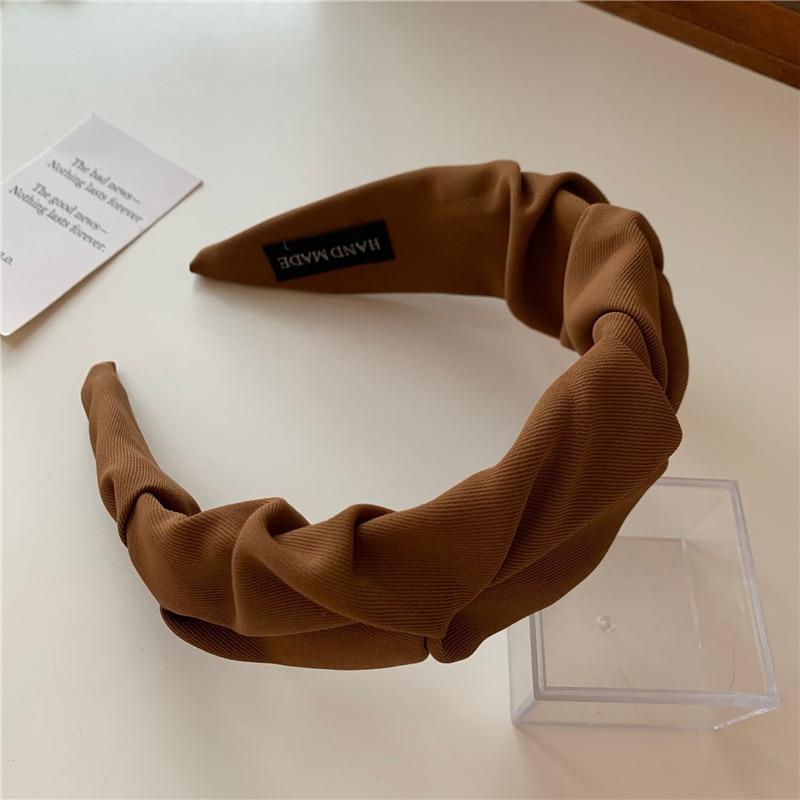 Korean Hair Accessories Solid Color Cotton Crumpled Women's Head Hoop Wide Bezel Makeup Hairbands for Ladies Headwear