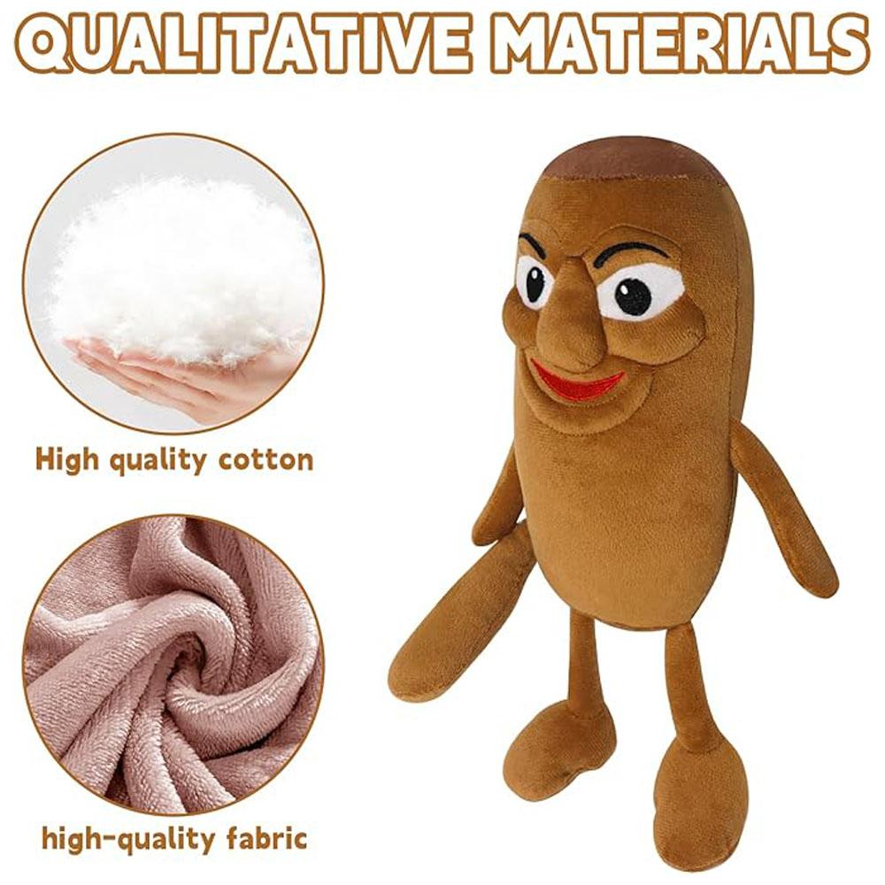 Goofy Plush Buddy with Wiggle Eyes - Quirky Brown Sausage Doll with Amusing Facial Expression, Perfect Desk Companion for Office