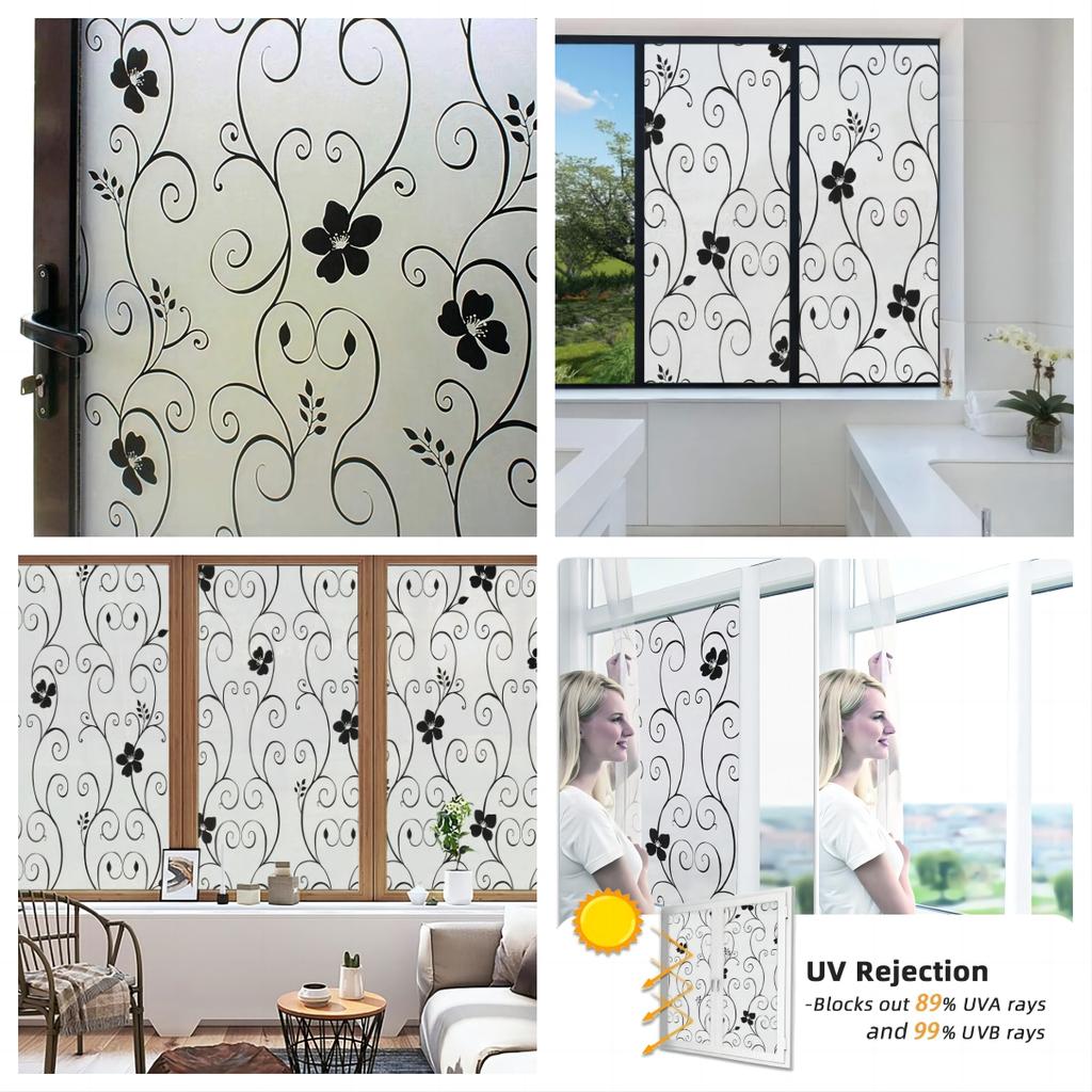 Пленка для окон, защитная пленка для окон, матовая пленка для стекла, без клея, статическая пленка для стекла, анти-УФ-наклейка для окна в ванной комнате, спальне