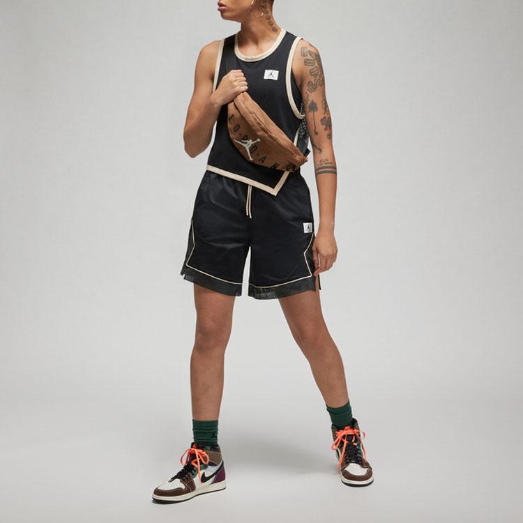 Jordan Шорты для тренировок Essentials Diamond Solid Color Breathable Mesh Lace-Up, женские шорты черного цвета DO5042-010