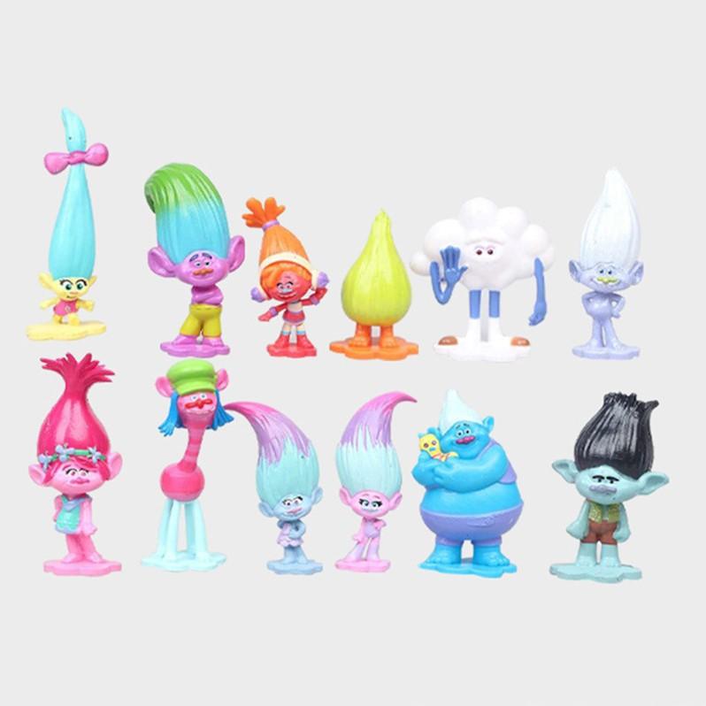Trolls Set of Figures Trolls Smurfs Smurfs Children's Toys 3-6 Cm 12 Pcs