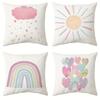 Cartoon Rainbow Star Sun Pattern Printed Pillow Cover Living Room Sofa Cushion Cover Home Room Decoration Without Pillow Core