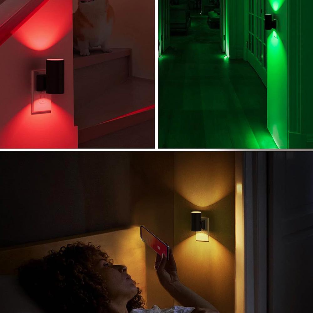 Cylindrical Shape Vintage LED Nightlight Bed Lamp RGB Color Changing Plug in LED Kids Night Light With Dusk to Dawn Sensor