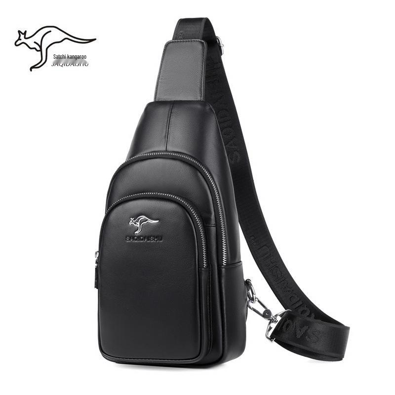 Мужская нагрудная сумка через плечо Satchi из кожи кенгуру - Модный повседневный рюкзак из коровьей кожи