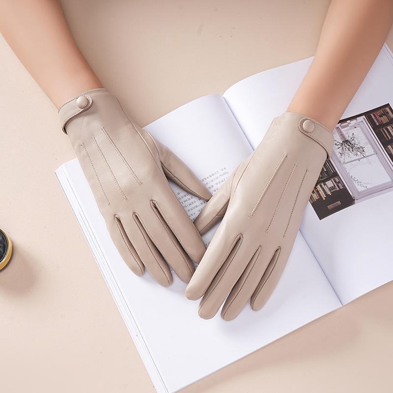 Перчатки из натуральной овчины, женские, из натуральной кожи, для велоспорта, вождения, зимние, теплые, с флисовой подкладкой Luva, модные аксессуары