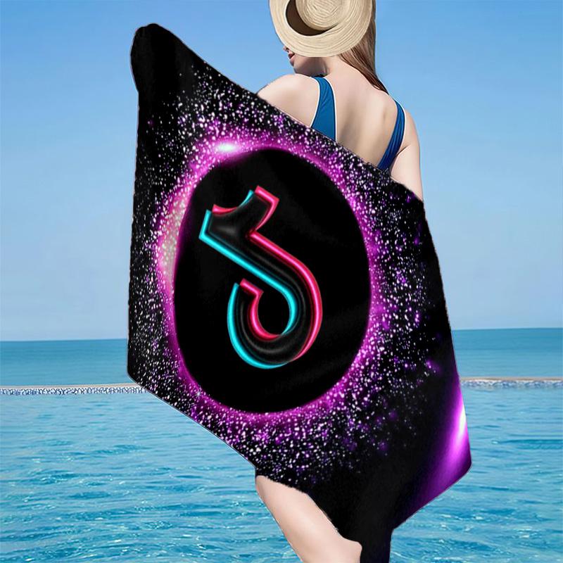 Tiktok Logo Design Microfiber Beach Towel, Lightweight And Quick-Dry, for Summer Travel, Beach Essential, Swimming Pool