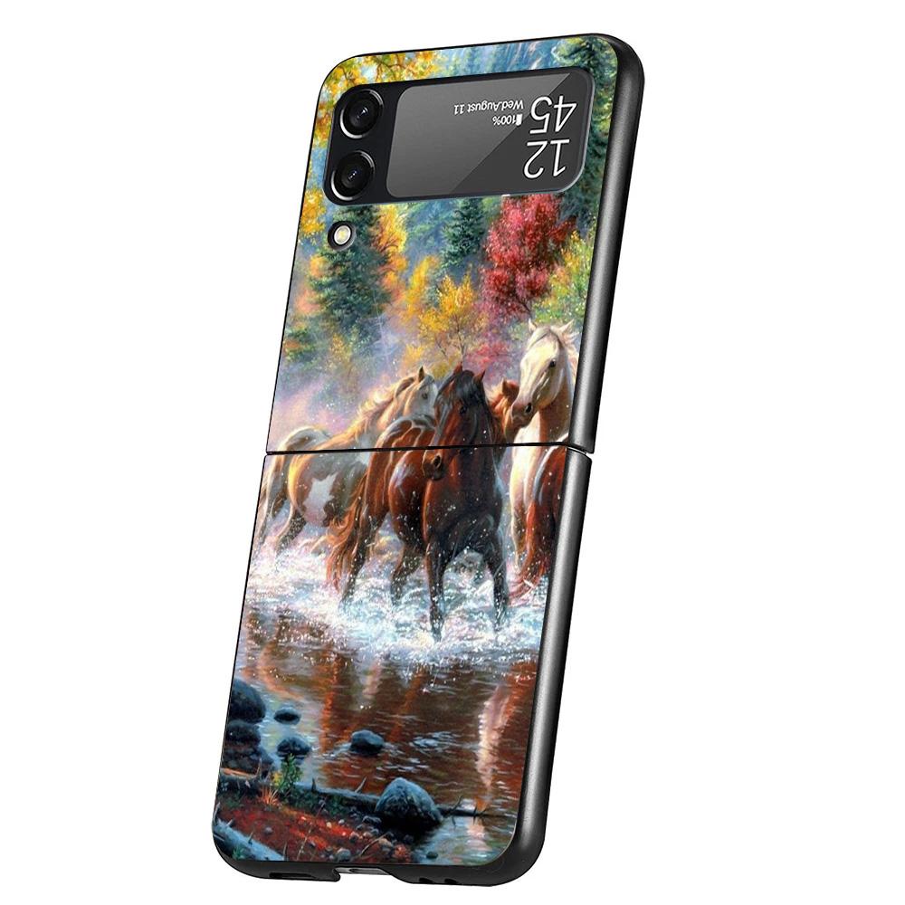 Horse Great Beauty Galloping Cover Phone Case For Samsung Galaxy Z Flip 7 6 5 4 3 5G Flip7 Flip6 Flip5 Flip4 Flip3 Black Fundas