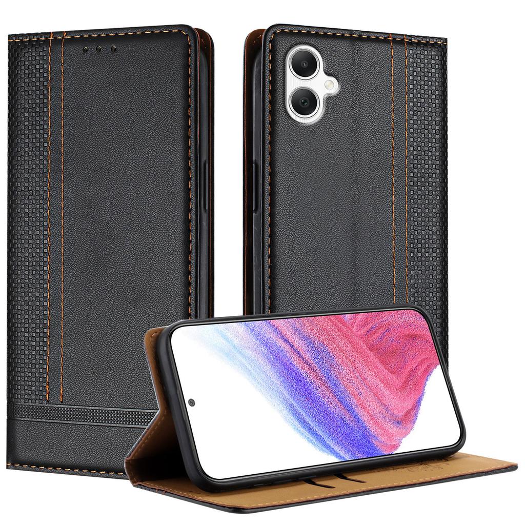 For Samsung Galaxy A06 5G/Galaxy A06 4G Case L-Shaped Grid Pattern Leather Stand Phone Cover with Card Slots
