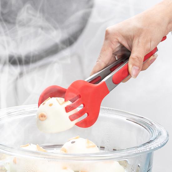 Щипцы для еды, устойчивые к царапинам, с подставкой. Удобная термостойкая ручка. Универсальный зажим для еды.