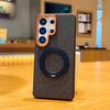 Linen Fabric Case for Samsung S26 Ultra S25 Plus S24 Ultra Magnetic Rotating Stand Metal Buttons Shockproof Soft Edge Cover