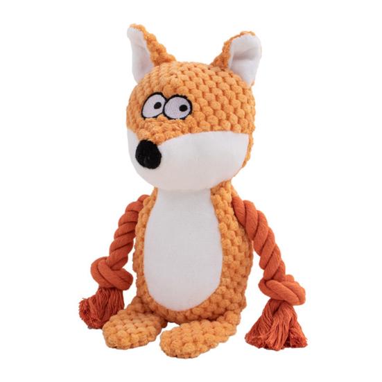 Плюшевая жевательная игрушка для собаки, пищащая плюшевая игрушка-животное для собаки, мягкие чучела с веревочными лапами, игрушка для прорезывания зубов щенка для агрессивных жевателей