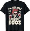 Halloween Women Funny I'm Just Here for The Boos Skeleton T-Shirt