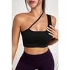 Women's Black One-shoulder Cross Strap Crop Top Bustier
