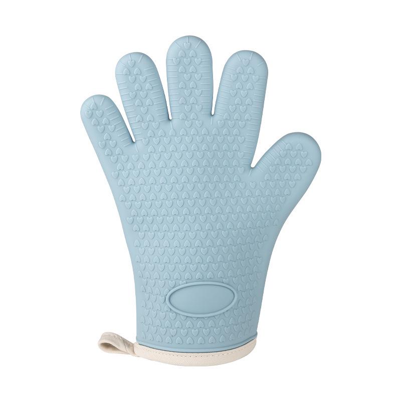 In-Stock Silicone Heat-Insulating Gloves with Padded Five-Finger Design and Widened Edge for Baking and Oven Use