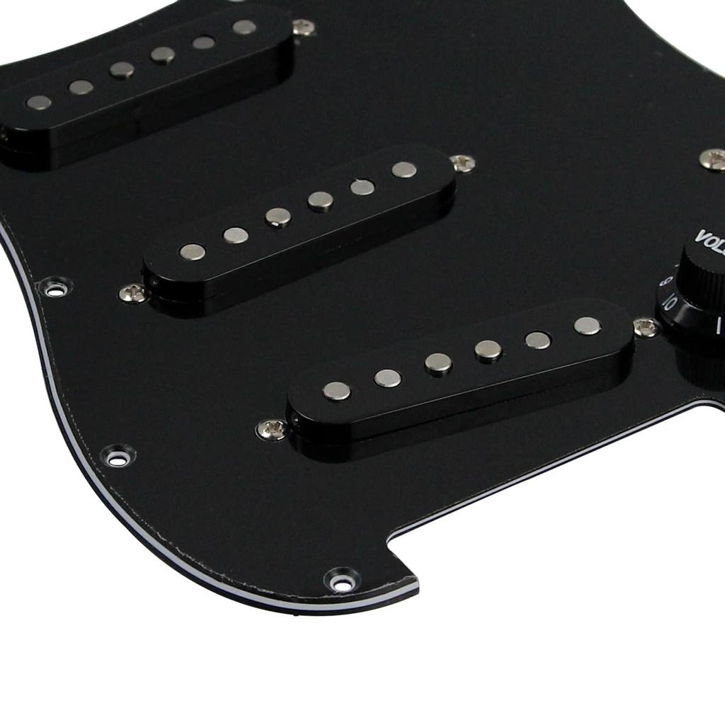 FLEOR Alnico 5 Prewired Strat Pickguard for Electric Guitar with 3 Pickups Black Single-Coil -