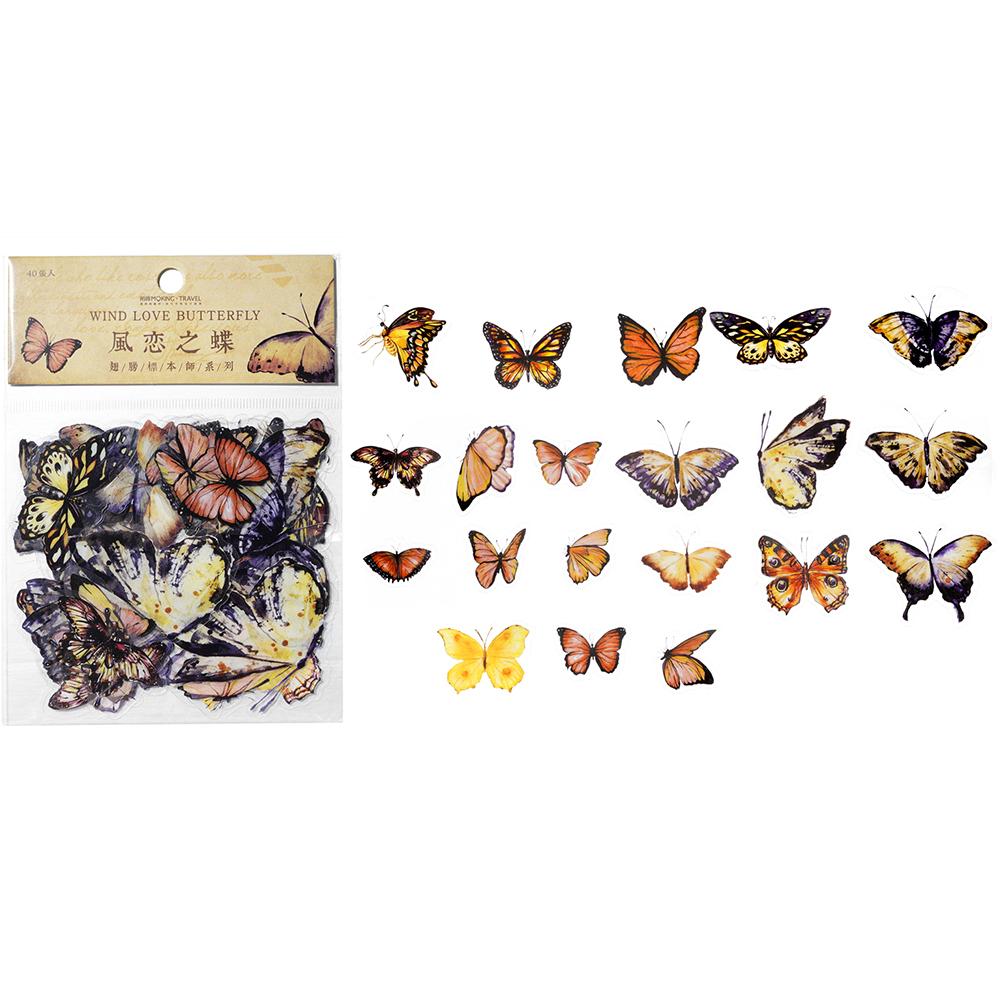 40pcs Colorful Butterfly Wings Stickers Epoxy Resin Fillings Plant Sticker for DIY Silicone Mold Filler Nail Art Crafts Decor