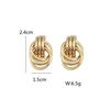 Трехслойные маленькие круглые серьги-гвоздики с узлом для женщин, макси-увеличенные геометрические модные модные металлические ювелирные изделия золотого цвета в стиле панк