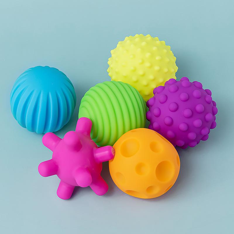 6pcs Textured Multi Ball Set Develop Baby's Tactile Senses Toy Kids Touch Hand Ball Toys Baby Training Ball Massage Soft Ball