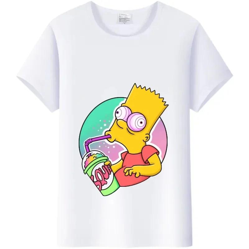Casual Disney Cartoon Simpson Harajuku T-shirt Summer Blouses Ladies Men White Tees Tops Short Sleeve Blouses Women 90S Tshirt