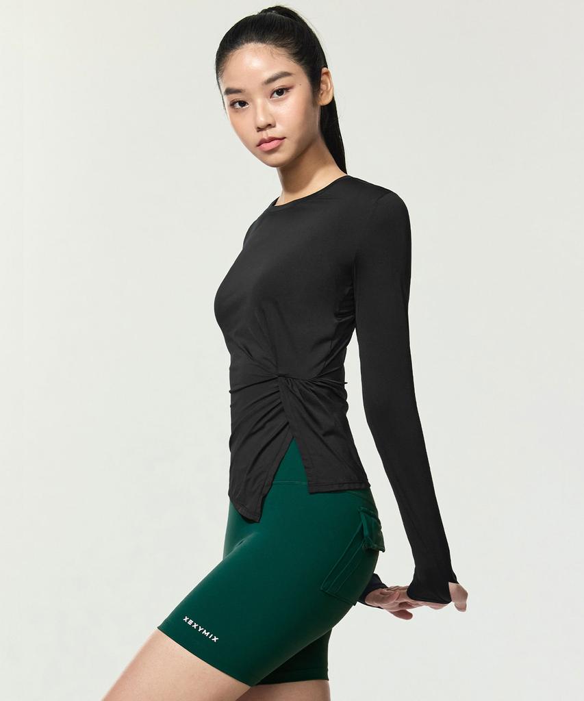 XEXYMIX Cooling Drape Fingerhole Long Sleeve Black Xfk2Tl1001