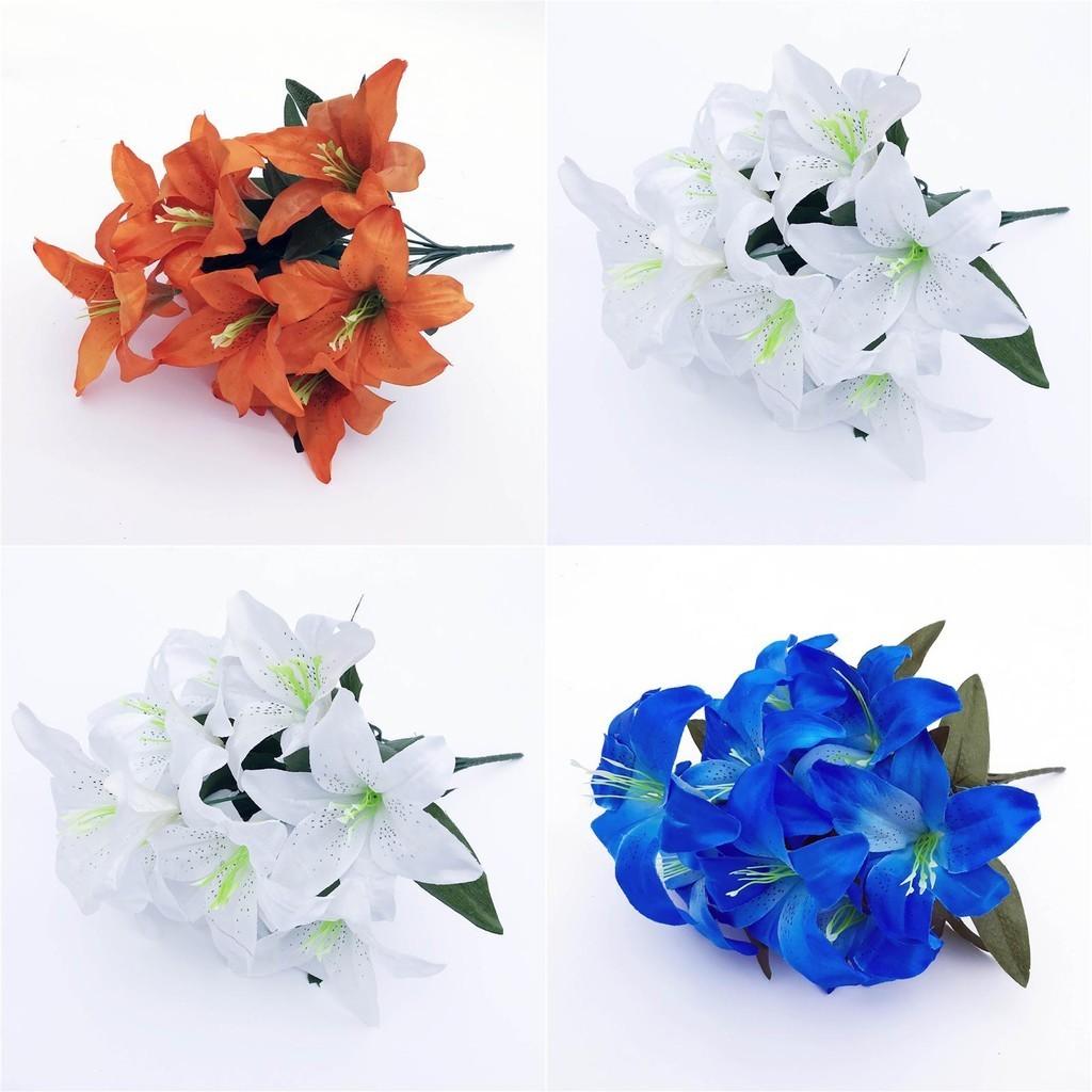 Элегантные 45 см 10 головок Искусственные лилии-звездочёты Шикарный букет из шелковых цветов для свадеб