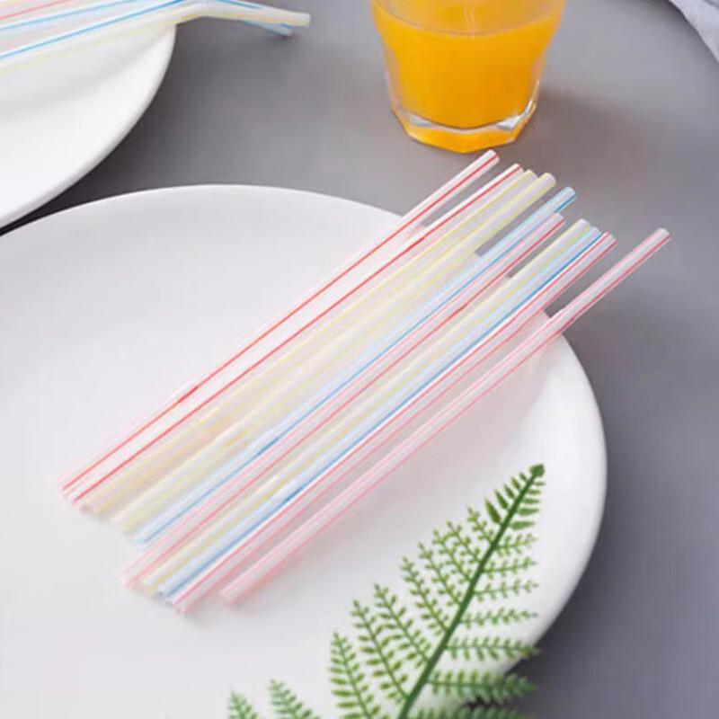 Disposable Striped Bent Plastic Straws