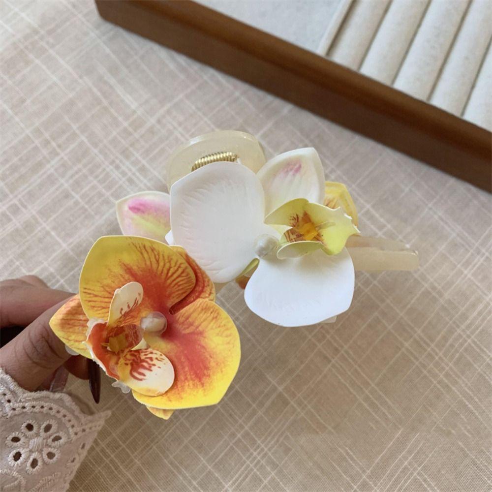 Cloth Flower Hair Claw Bohemia Barrettes Large Shark Clip Creative Orchid Hair Clip  Daily