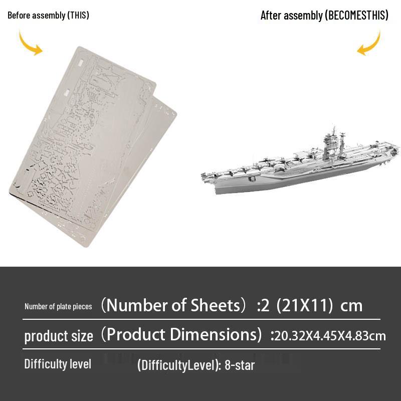 Рузвельт Авианосец 3D Нержавеющая сталь Сделай сам Металлический пазл - Сборка без клея