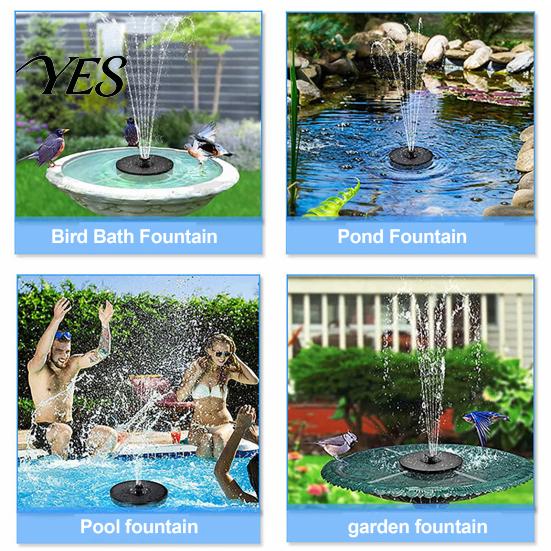 Bird Bath Fountain Pump Solar for Bath, Powered with Multiple Water Spray Nozzle Kit Nozzles, 5.12" Floating Garden Pond Pool Fish Tank Outdoor