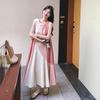 Реальные фото Розовое Пэчворк Большое Платье Юбка Женское Летнее Новый Праздничный Стиль Супер Красивое Темпераментное Тонкое Платье-Жилет Длинное
