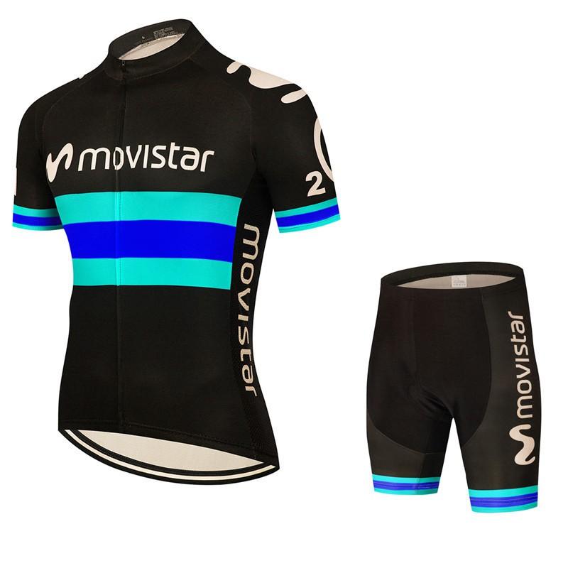 Mens Cycling Jersey Bib Shorts Set 2026 Movistar Team Breathable Riding Kit Road Bike
