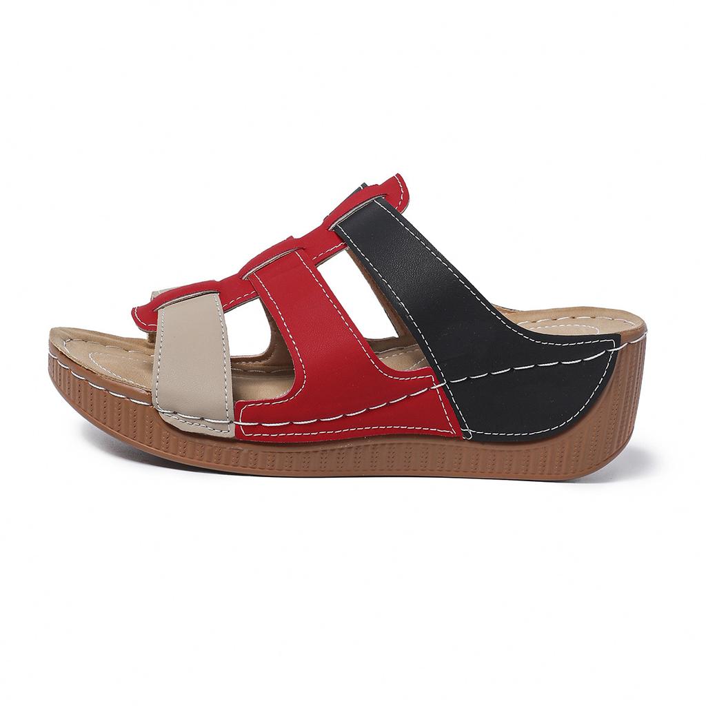 Мода 2025 Женская обувь Слипоны на танкетке Женские Повседневные Римские сандалии Женские Смешанные цвета Обувь с открытым носком Женские Летние Сандалии на платформе