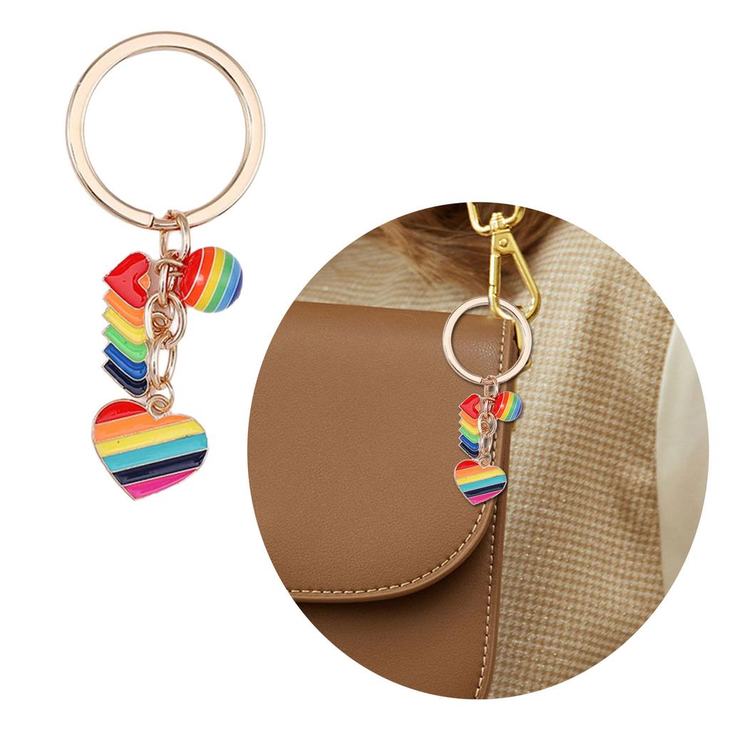 Trendy Rainbow Keychain Colorful Alloy Keyring Sturdy Designs for Everyday Use