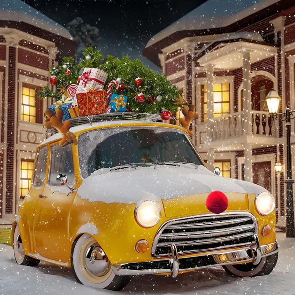 Car Christmas Reindeer Antler Decorations Cotton Christmas Decorations Antlers Decor Festive Cute Ornament For Automotive