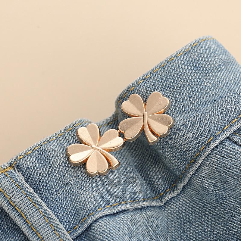 1/10Pair Required Button Adjust Waistline No Sewing Clothing Accessory Four Leaf DIY Adjustable Tightener Waist Buckle No Staple