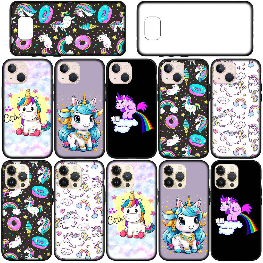 for iPhone 17 16 15 Xiaomi Poco F7 F8 X7 X6 C85 C75 C71 M8 Redmi Note 14 13 12 11 Pro Max 14C 13C 15C A3 A4 Phone Case Unicorn Colorful Rainbow Horse