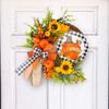 New "wooden Sign" Decorations Thanksgiving Sunflower Autumn Pumpkin Garland Simulation Plant Door Hanging.
