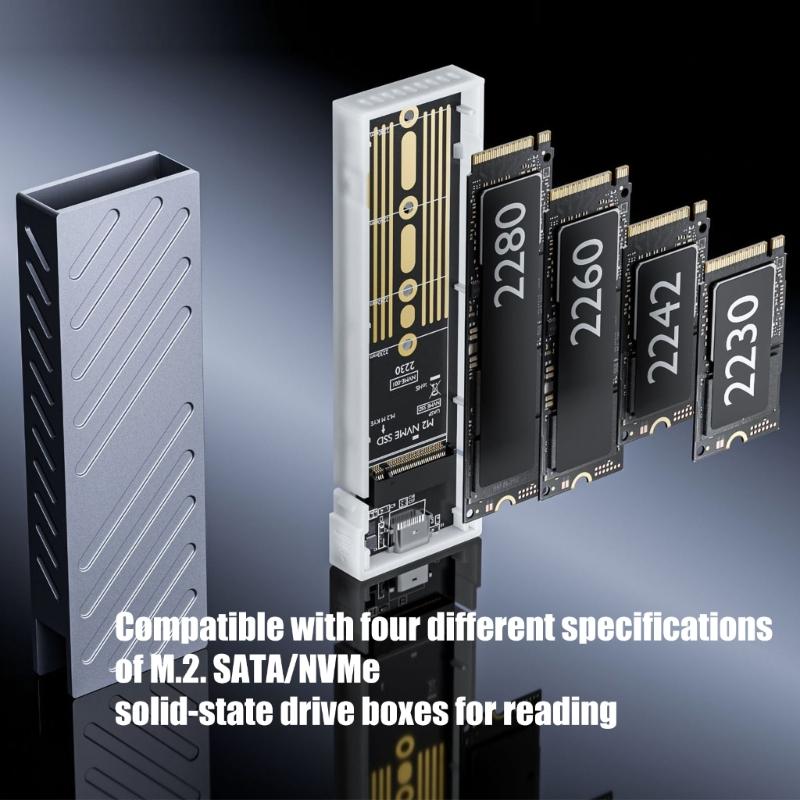 Корпус для жесткого диска M.2 NVME 10 Гбит/с Корпус для жесткого диска со светодиодной подсветкой Простая установка для ПК 2230 2242 2260 2280